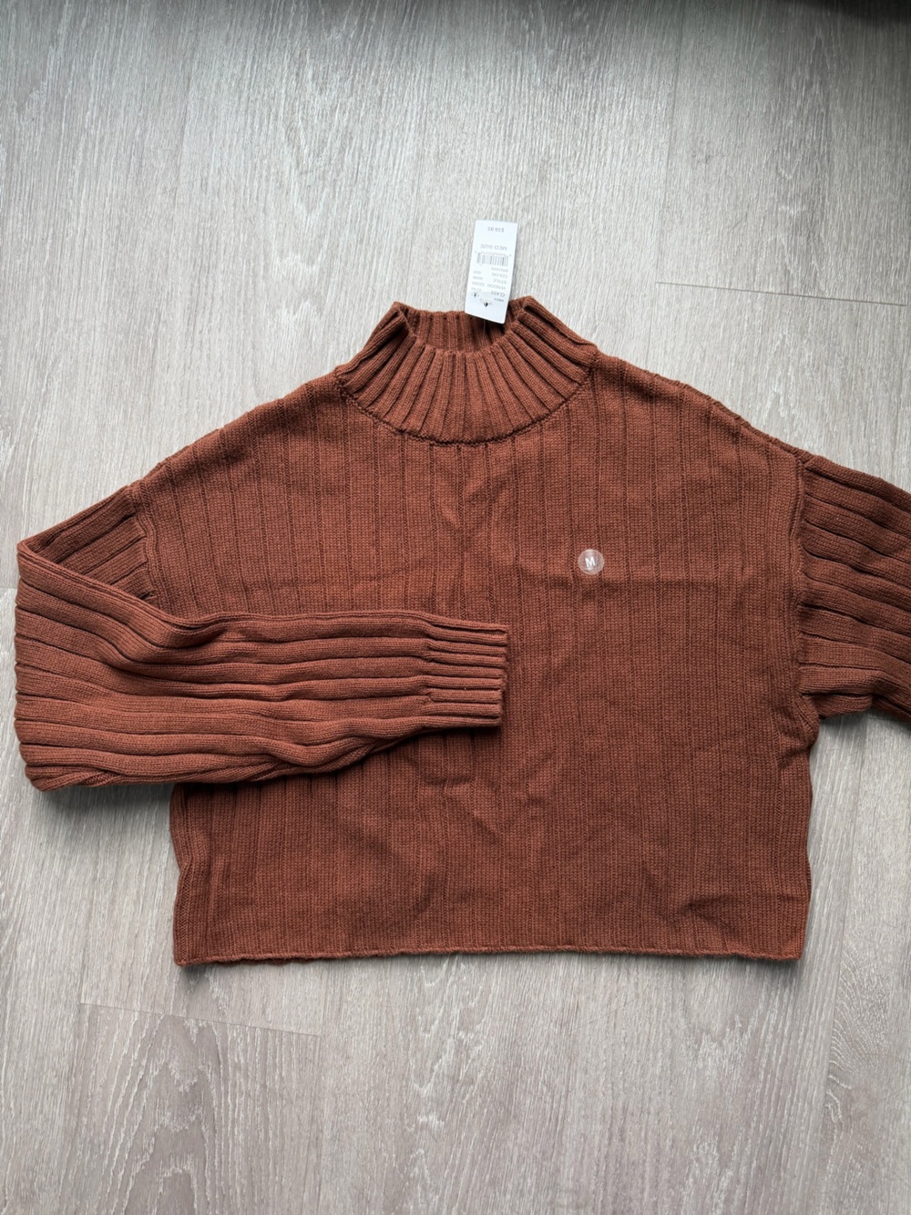 Pacsun Ribbed Mock Neck Sweater in Rust Brown size Medium -NWT
